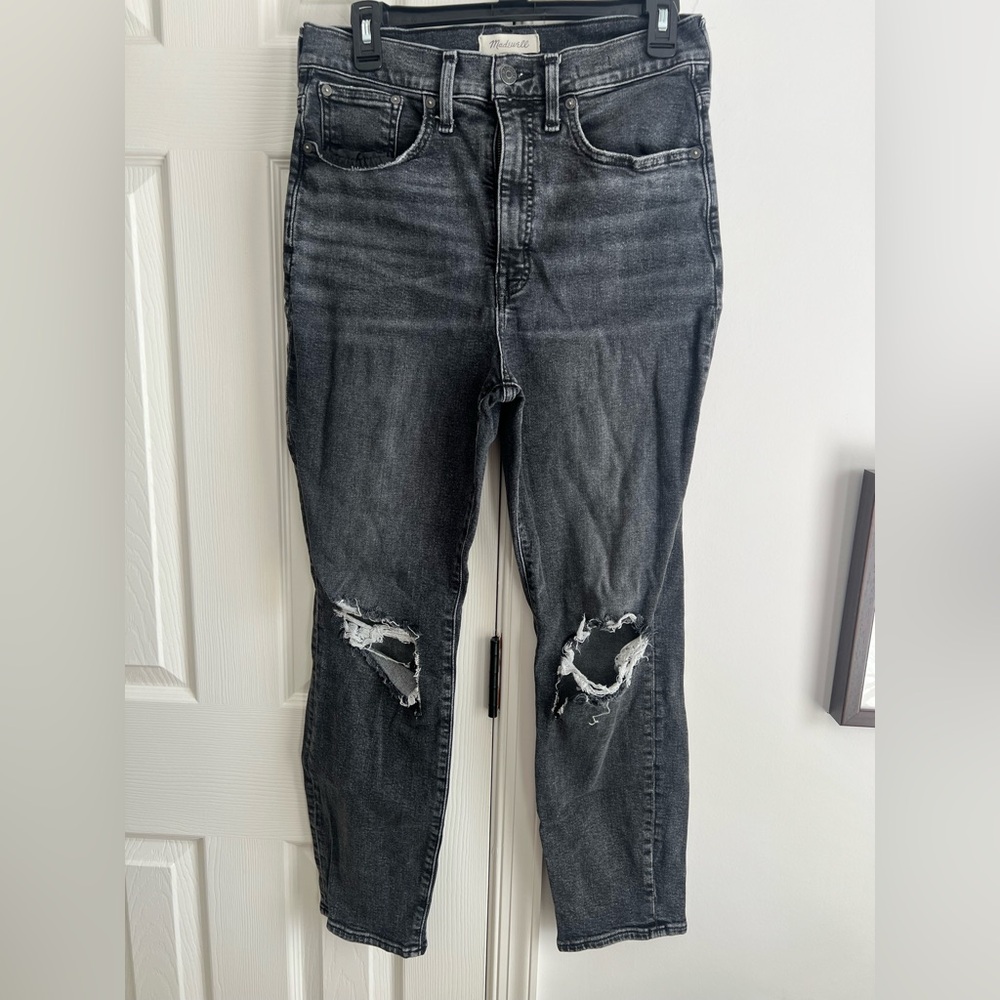 Madewell The Mom Jean Distressed Black Sz 29 - Picture 1 of 16